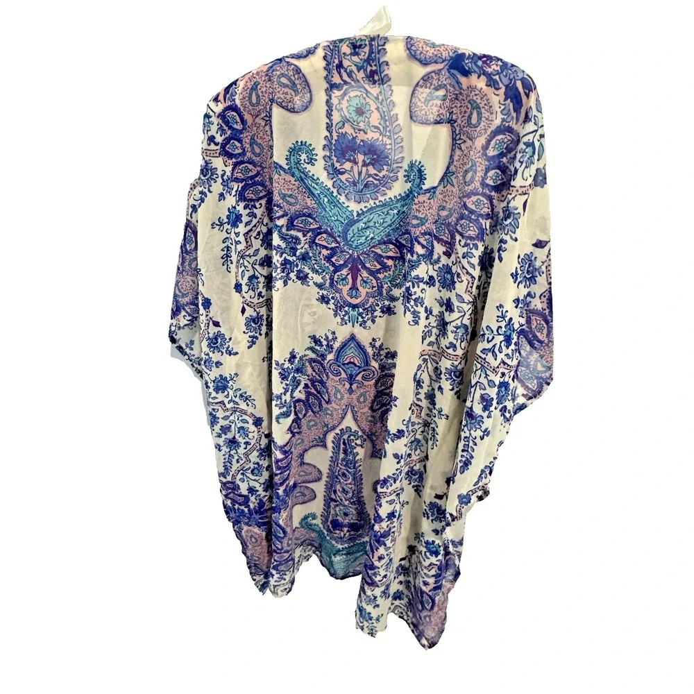 Lucky & Coco Lucky Brand Boho Embroidered Tunic Top Paisley Tassel Beaded Cover - Picture 5 of 8